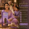 Harimodini Lavender dhoop sticks with Indian family at home, burning dhoop stick, peaceful ambience, and Shop Now CTA