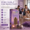 Harimodini Lavender bambooless dhoop sticks in office workspace with burning dhoop, low smoke aroma, and productivity CTA