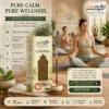 Harimodini Camphor dhoop sticks wellness ad with transparent box window, visible dhoop sticks, meditation scene and Shop Now CTA.