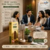 Harimodini Javadhu dhoop sticks in office meeting room with burning camphor dhoop and Bring Calm to Every Meeting CTA.
