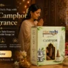 Harimodini Camphor Dhoop Cones with a woman praying before a Krishna idol